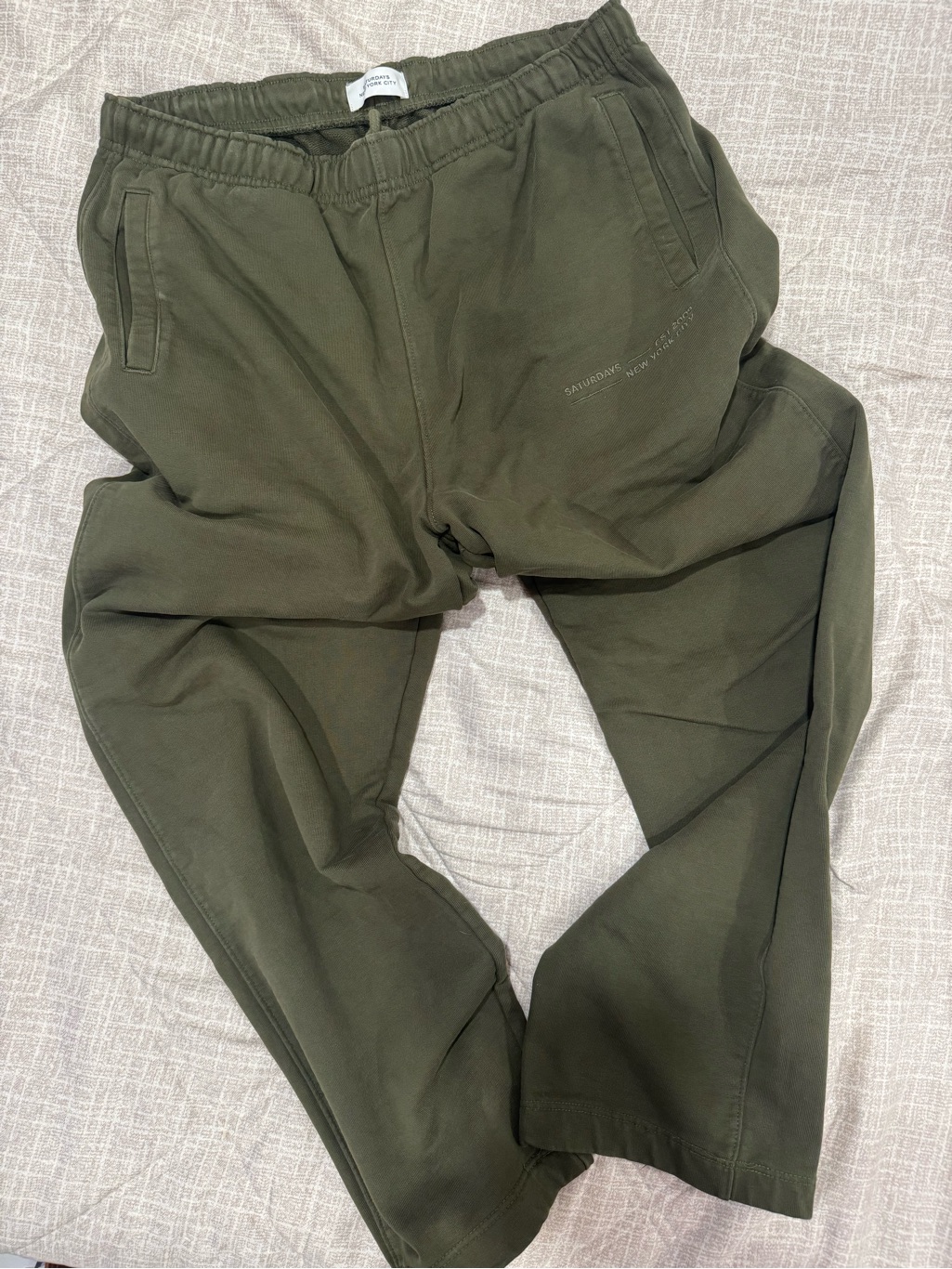 Saturday Nyc Men's Olive Green Casual Baggy Sweats